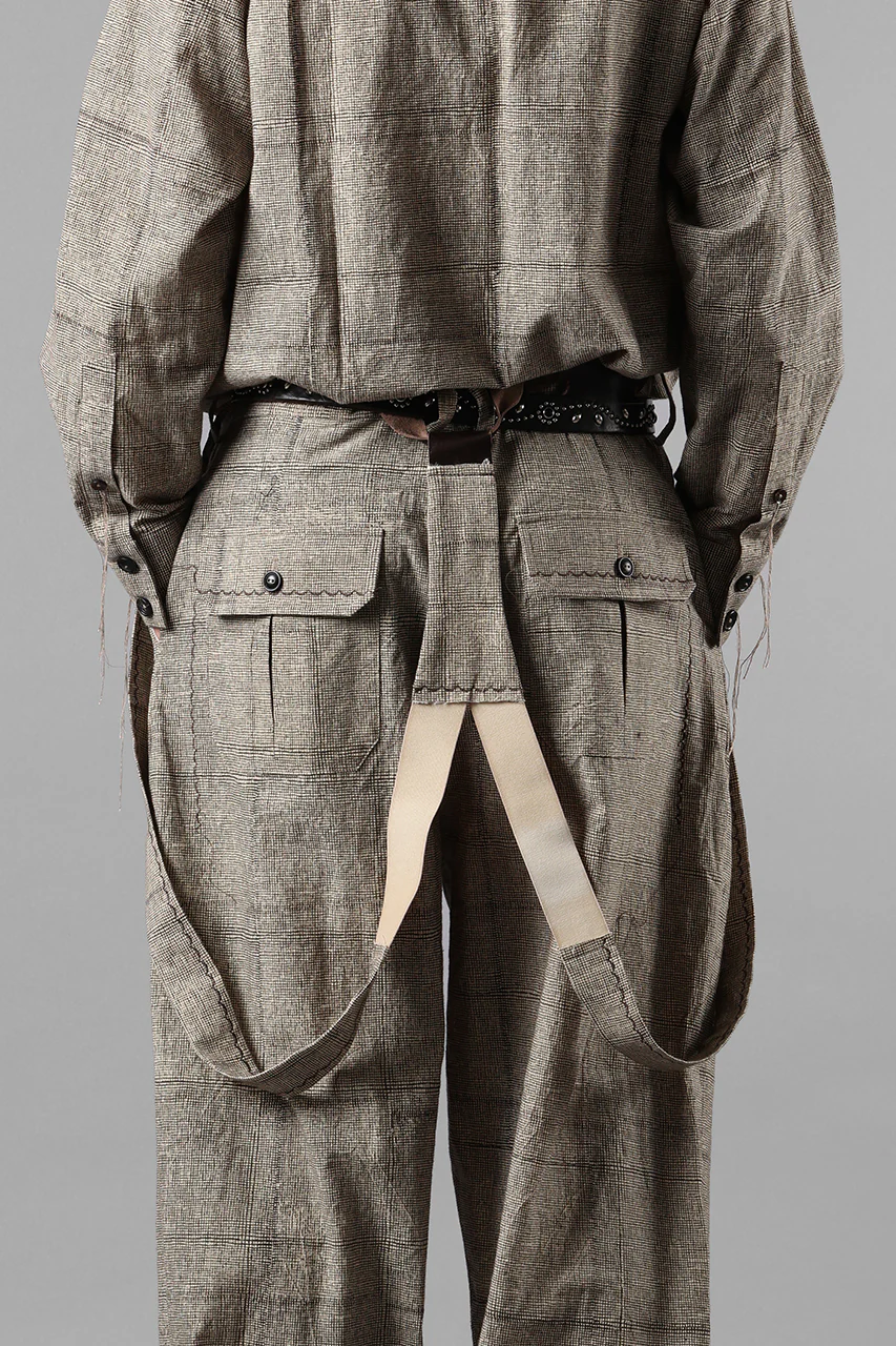 A TENTATIVE ATELIER exclusive George II PAINTER'S CROSS BAND PANTS (BLACK BEIGE) - Image 16