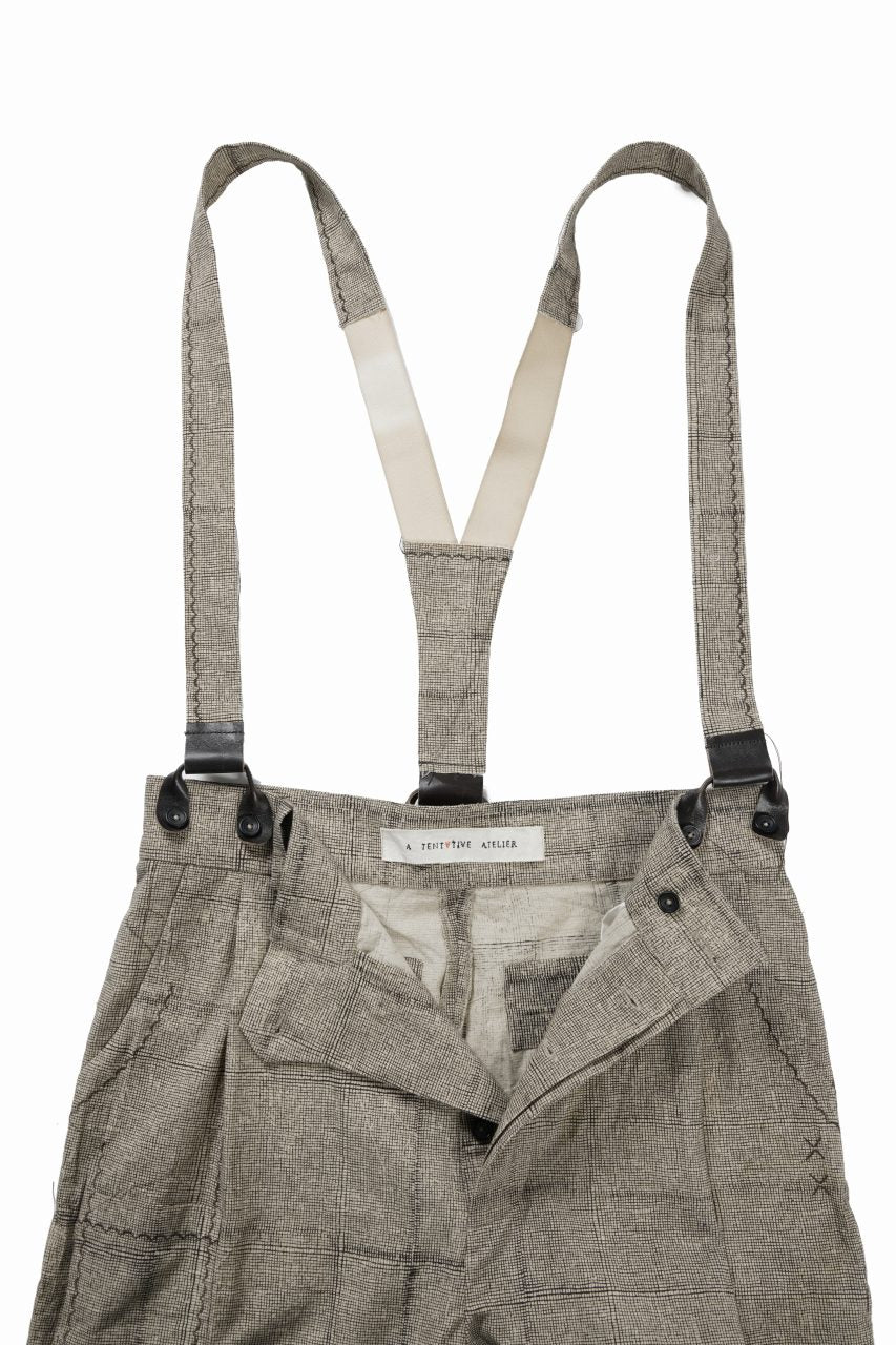 A TENTATIVE ATELIER exclusive George II PAINTER'S CROSS BAND PANTS (BLACK BEIGE) - Image 8