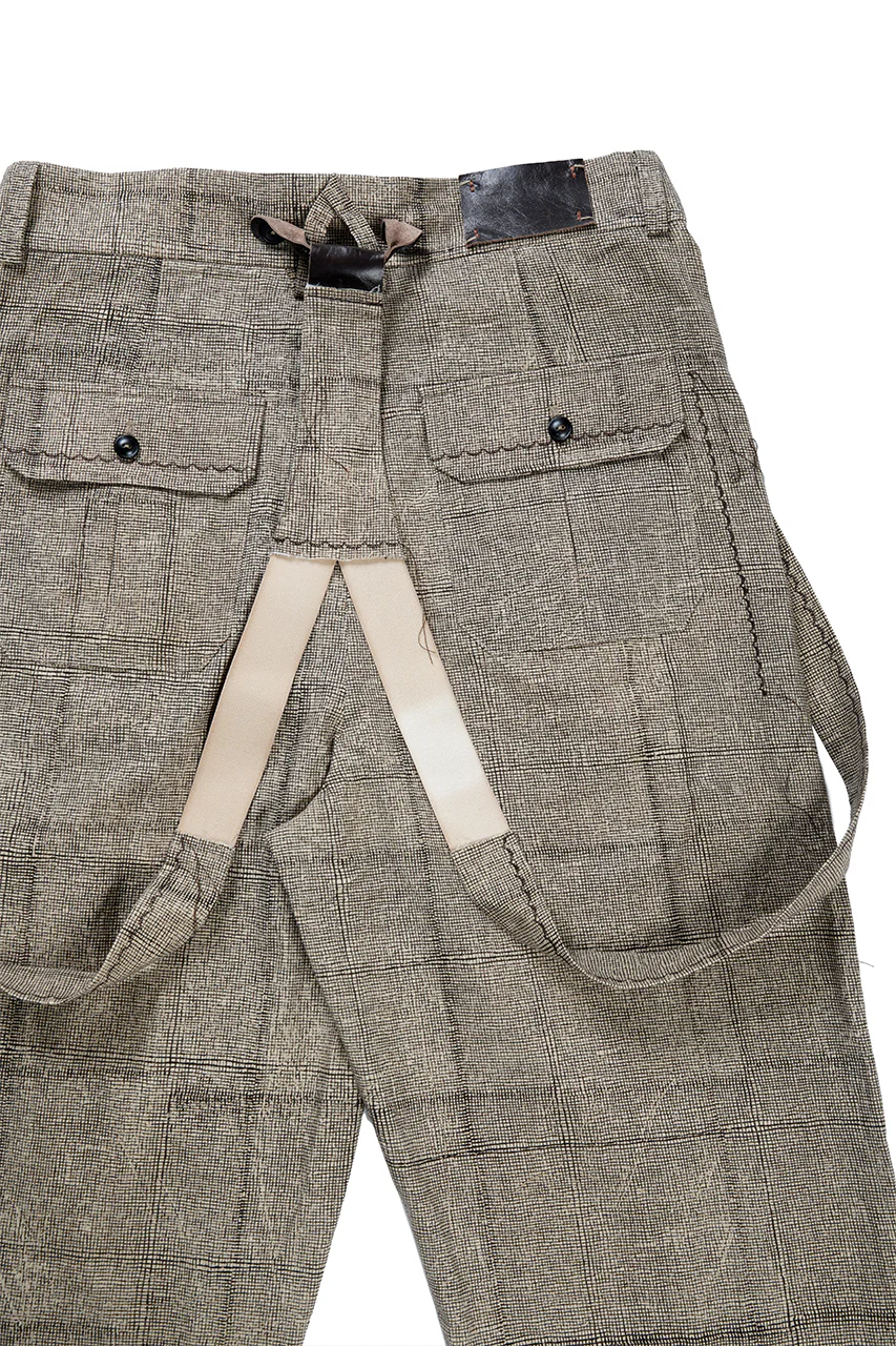A TENTATIVE ATELIER exclusive George II PAINTER'S CROSS BAND PANTS (BLACK BEIGE) - Image 9