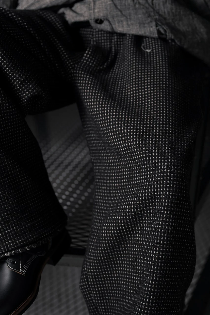 A TENTATIVE ATELIER exclusive George BUTTONED JACQUARD WORKER PANTS (DARK BROWN) - Image 27