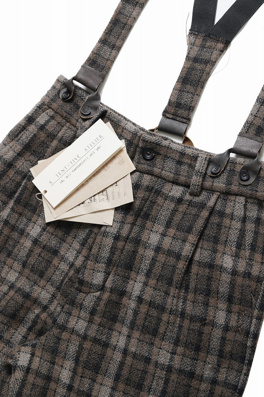 A TENTATIVE ATELIER George II PAINTER'S CROSS CHECK BAND PANTS (BROWN BLACK CHECK) - Image 11