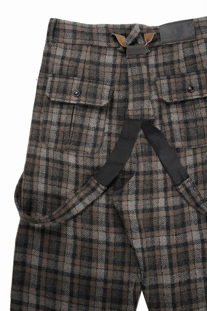 A TENTATIVE ATELIER George II PAINTER'S CROSS CHECK BAND PANTS (BROWN BLACK CHECK) - Image 13