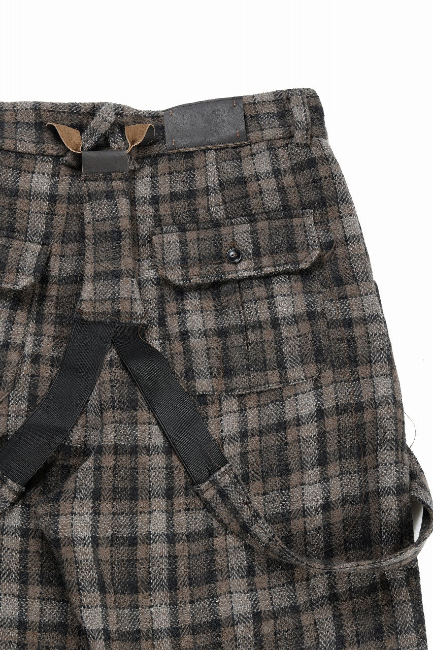 A TENTATIVE ATELIER George II PAINTER'S CROSS CHECK BAND PANTS (BROWN BLACK CHECK) - Image 14