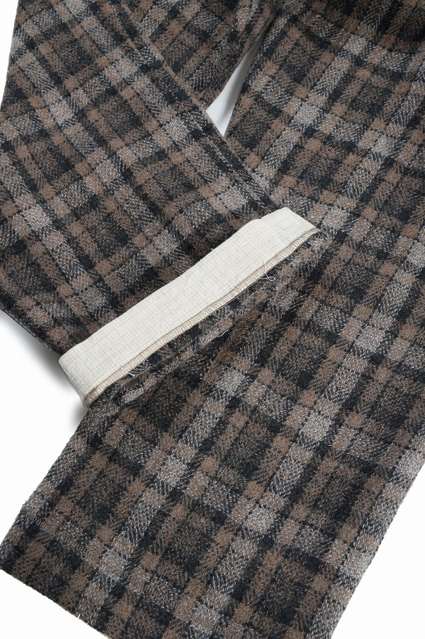 A TENTATIVE ATELIER George II PAINTER'S CROSS CHECK BAND PANTS (BROWN BLACK CHECK) - Image 16