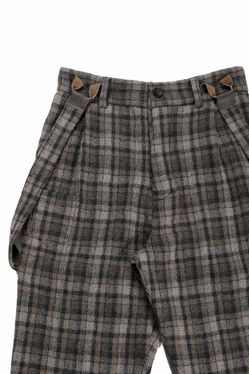A TENTATIVE ATELIER George II PAINTER'S CROSS CHECK BAND PANTS (BROWN BLACK CHECK) - Image 3