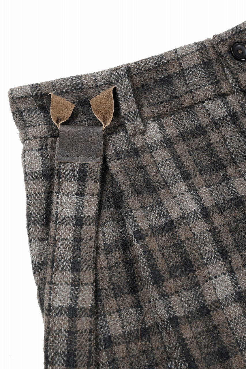 A TENTATIVE ATELIER George II PAINTER'S CROSS CHECK BAND PANTS (BROWN BLACK CHECK) - Image 6