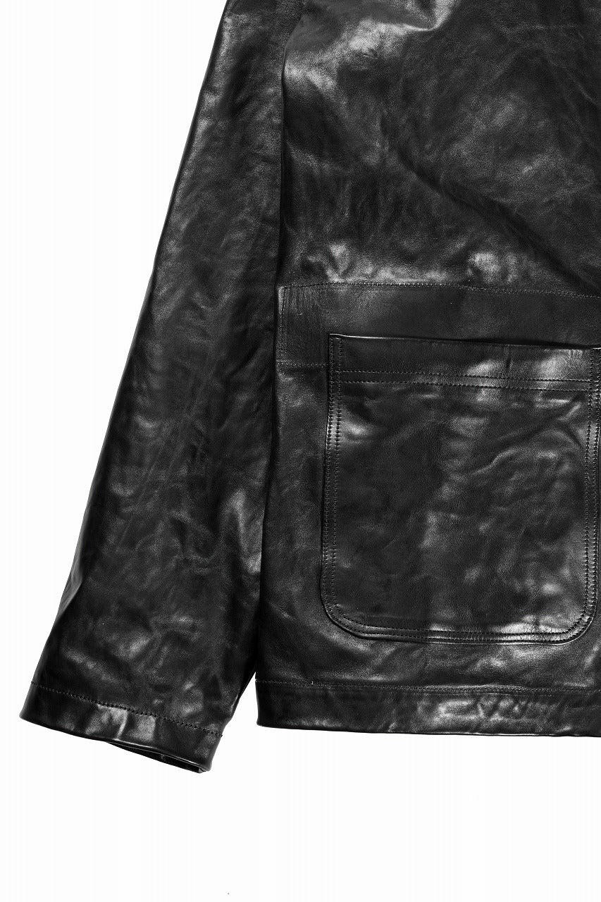 A TENTATIVE ATELIER MARCEL POOT LEATHER ZIPPER WORKER JACKET / VACCHETTA HORSE LEATHER (BLACK) - Image 7