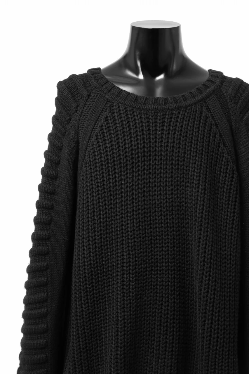 A.F ARTEFACT LOWGAUGE CABLE KNIT PULLOVER LADDER-SLEEVE (BLACK) - Image 10