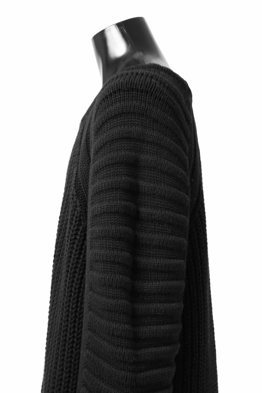 A.F ARTEFACT LOWGAUGE CABLE KNIT PULLOVER LADDER-SLEEVE (BLACK) - Image 15