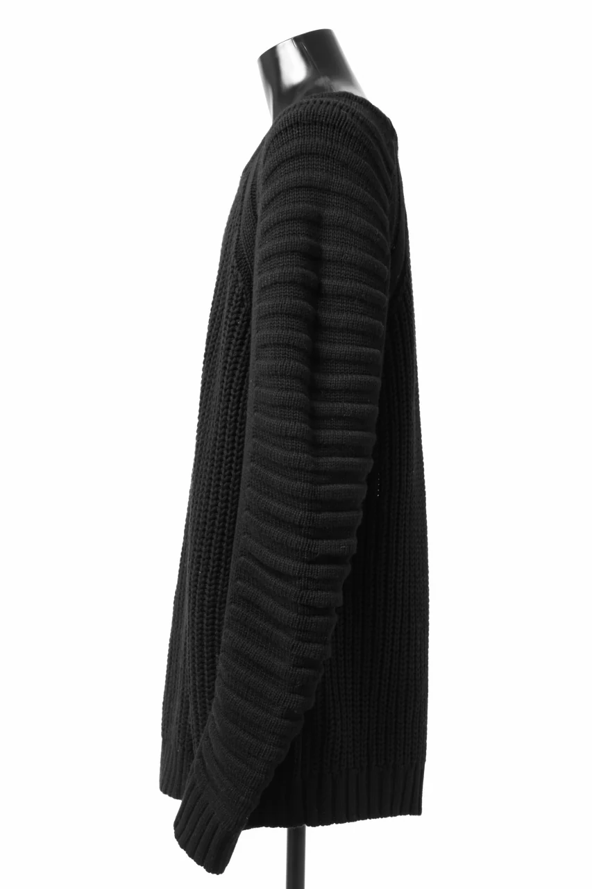 A.F ARTEFACT LOWGAUGE CABLE KNIT PULLOVER LADDER-SLEEVE (BLACK) - Image 16
