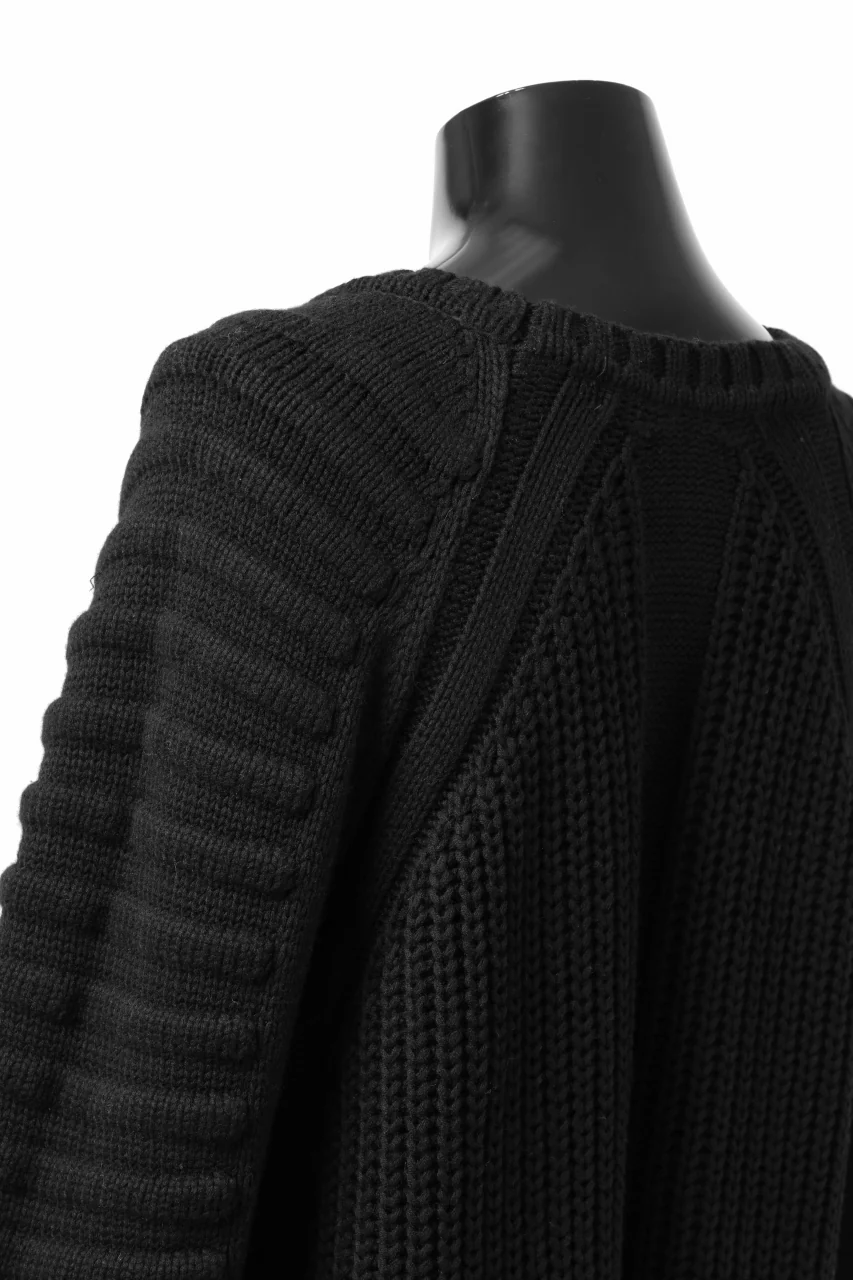 A.F ARTEFACT LOWGAUGE CABLE KNIT PULLOVER LADDER-SLEEVE (BLACK) - Image 17