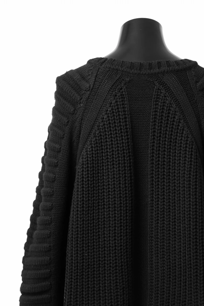 A.F ARTEFACT LOWGAUGE CABLE KNIT PULLOVER LADDER-SLEEVE (BLACK) - Image 18