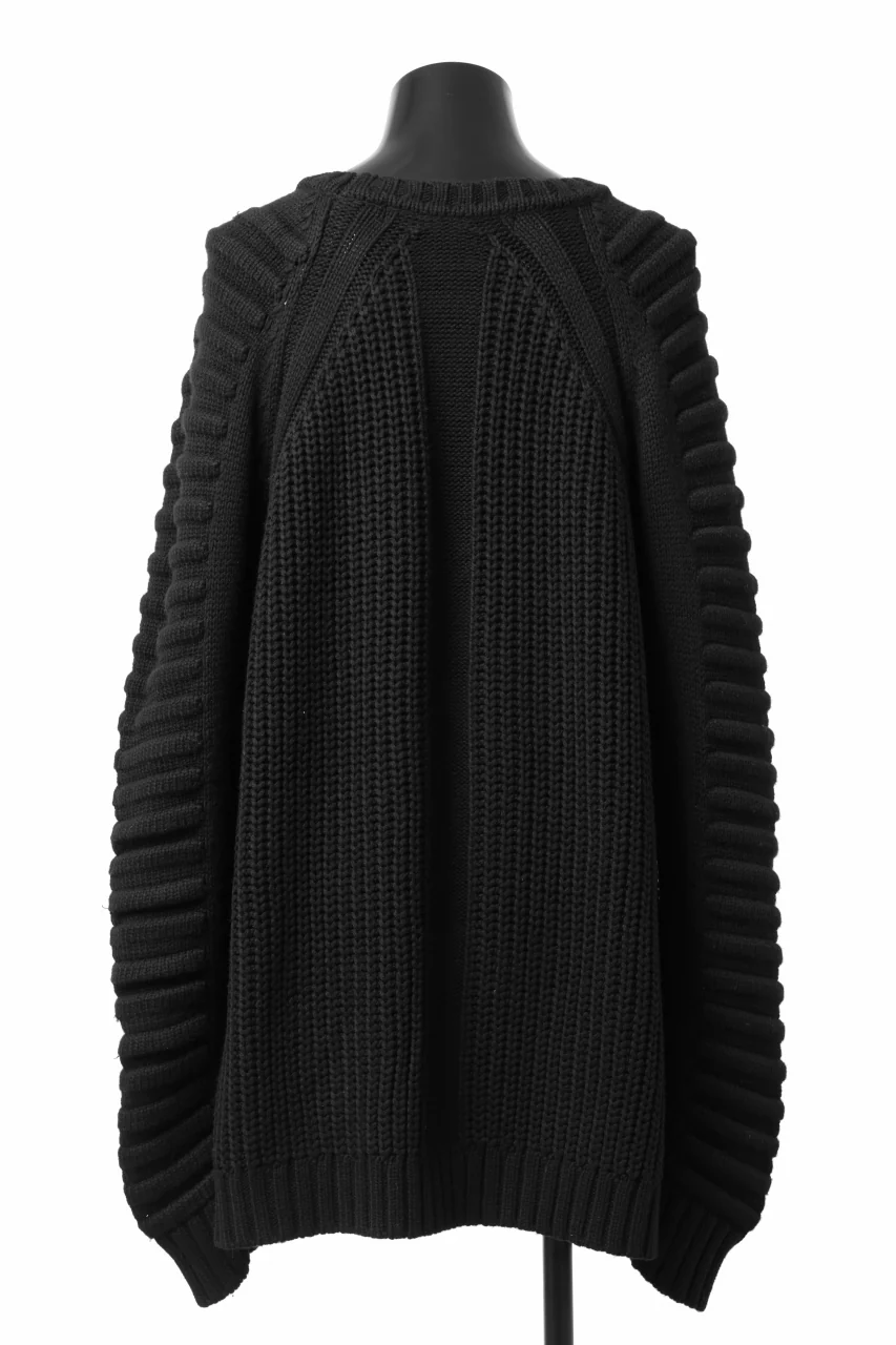 A.F ARTEFACT LOWGAUGE CABLE KNIT PULLOVER LADDER-SLEEVE (BLACK) - Image 19