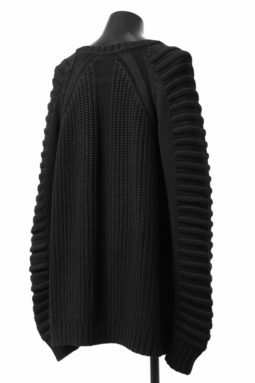 A.F ARTEFACT LOWGAUGE CABLE KNIT PULLOVER LADDER-SLEEVE (BLACK) - Image 20