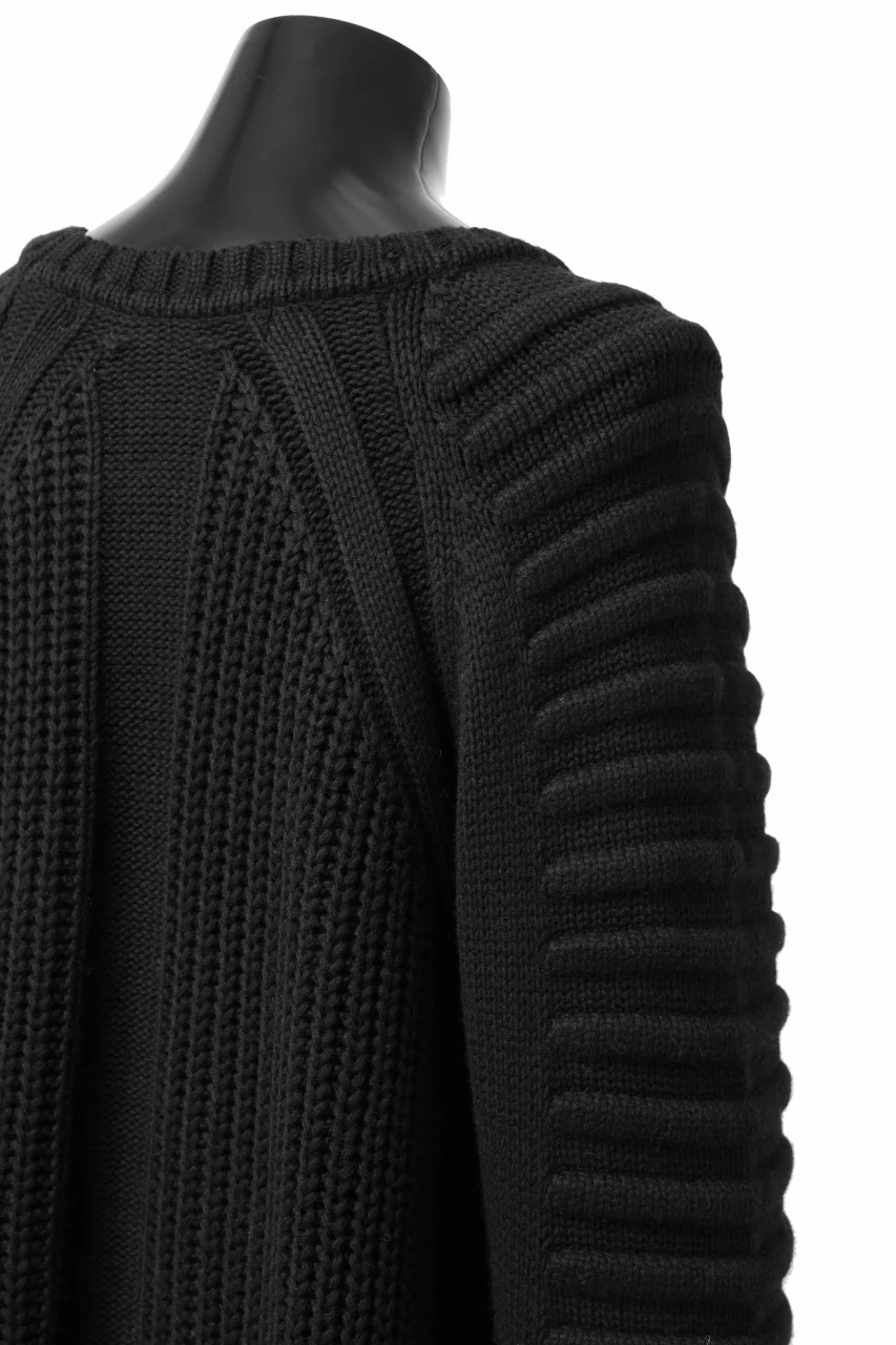 A.F ARTEFACT LOWGAUGE CABLE KNIT PULLOVER LADDER-SLEEVE (BLACK) - Image 21