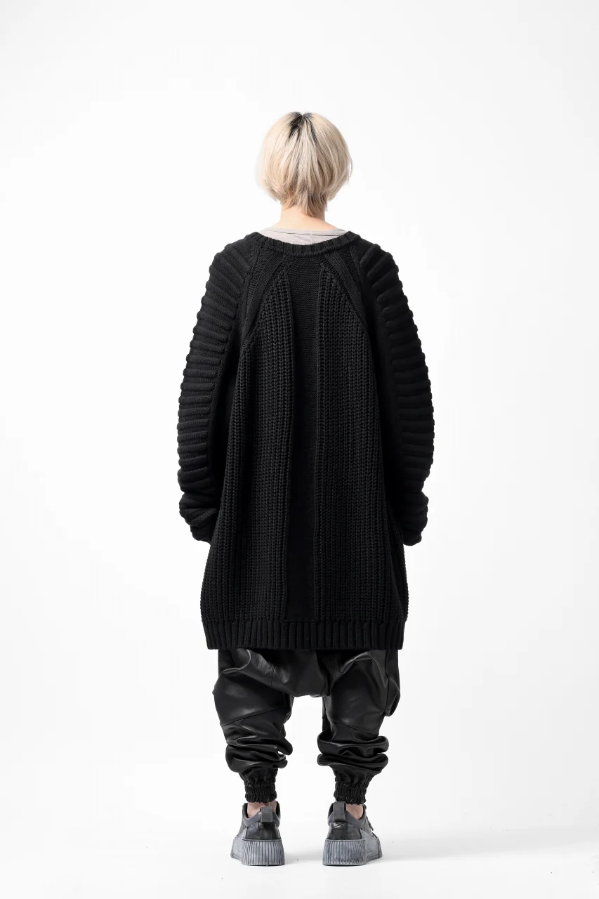 A.F ARTEFACT LOWGAUGE CABLE KNIT PULLOVER LADDER-SLEEVE (BLACK) - Image 27