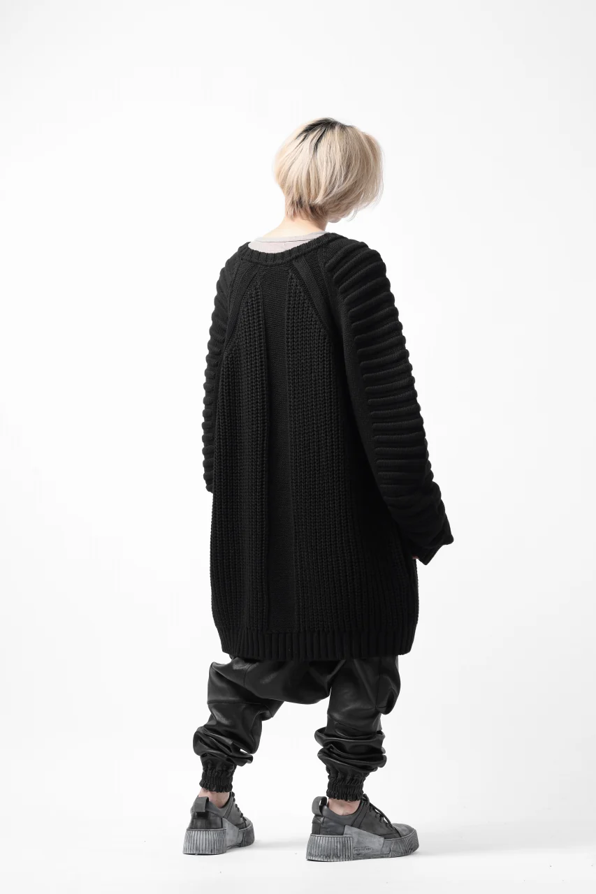 A.F ARTEFACT LOWGAUGE CABLE KNIT PULLOVER LADDER-SLEEVE (BLACK) - Image 28