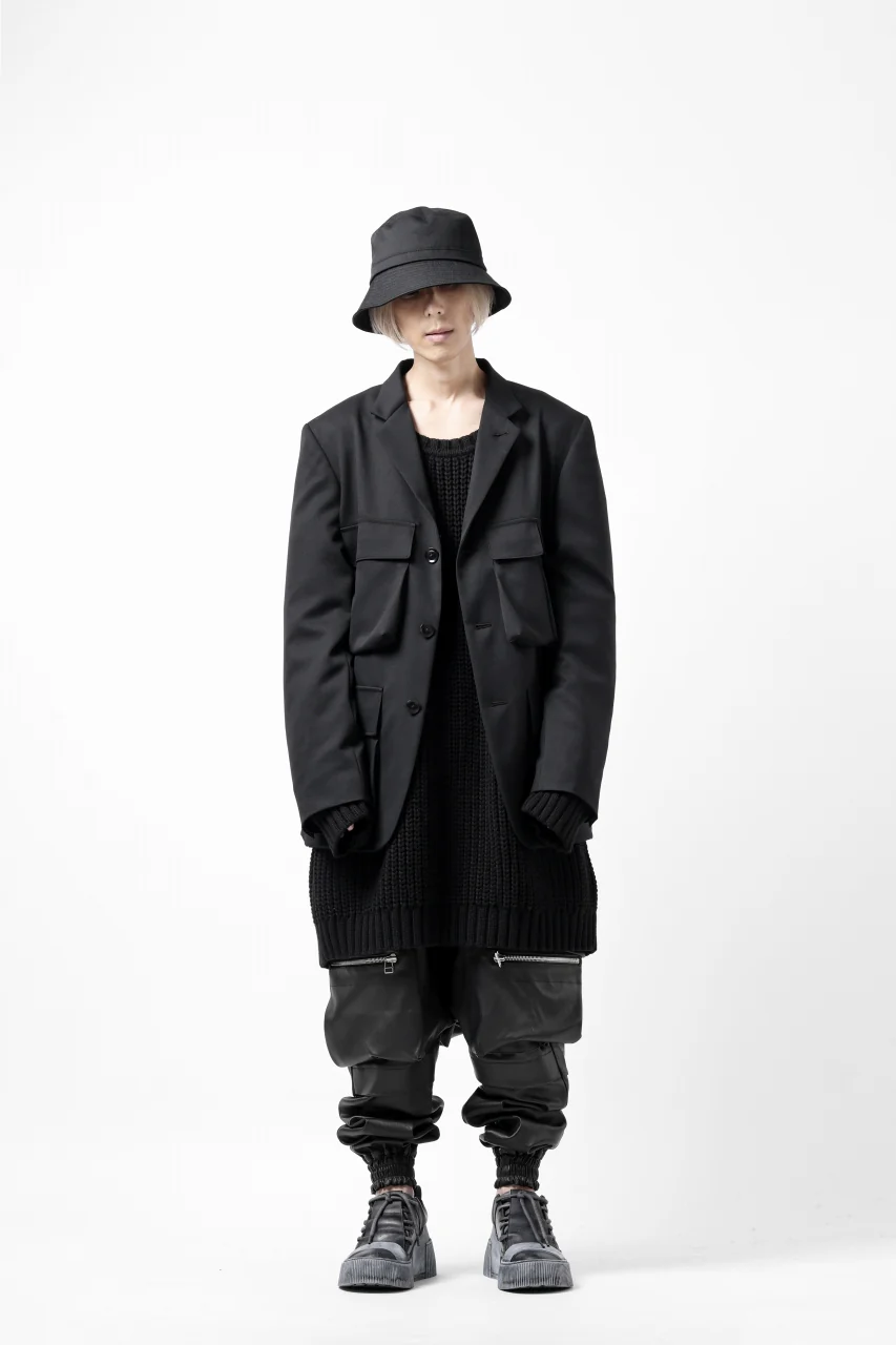 A.F ARTEFACT LOWGAUGE CABLE KNIT PULLOVER LADDER-SLEEVE (BLACK) - Image 30