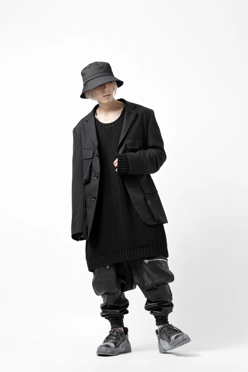 A.F ARTEFACT LOWGAUGE CABLE KNIT PULLOVER LADDER-SLEEVE (BLACK) - Image 31