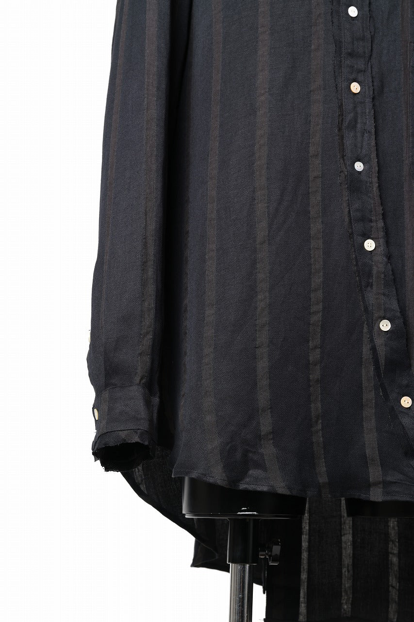 Aleksandr Manamis BIAS COLLAR STRIPE SHIRT (BLACK) - Image 11