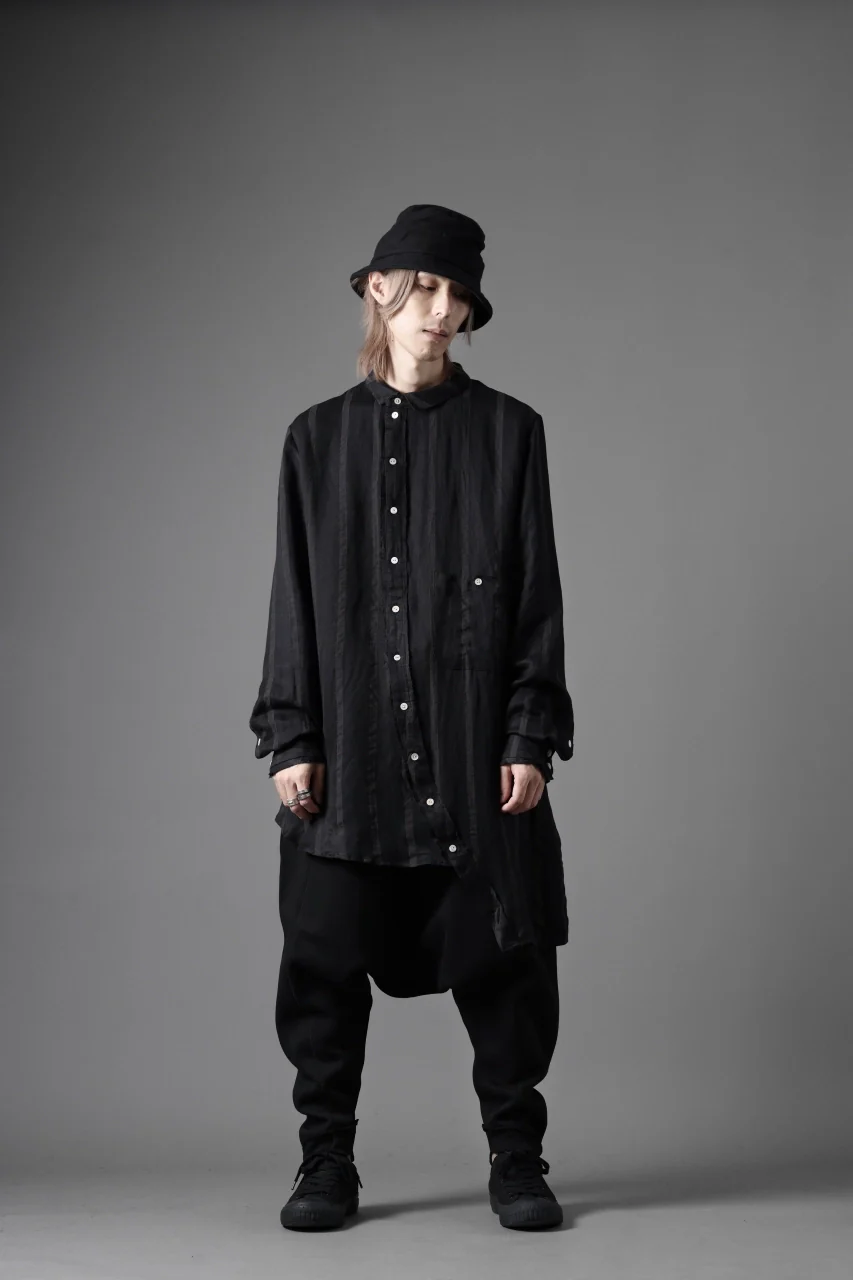 Aleksandr Manamis BIAS COLLAR STRIPE SHIRT (BLACK) - Image 18