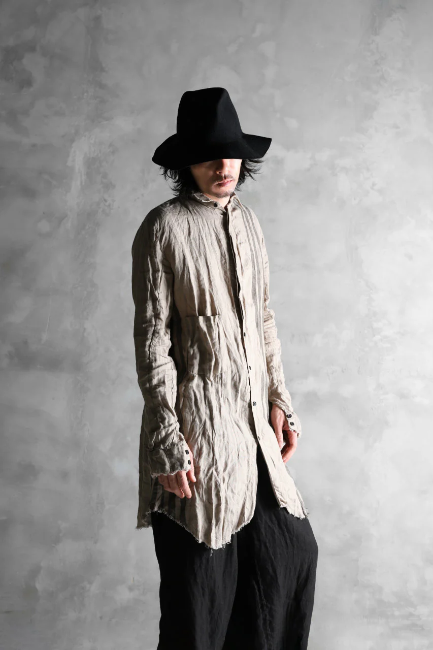 Aleksandr Manamis DARK SAND STRIPE LONG SHIRT - Image 27