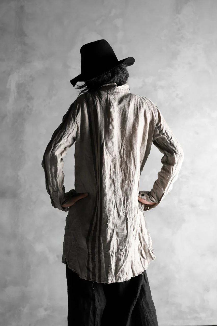 Aleksandr Manamis DARK SAND STRIPE LONG SHIRT - Image 29