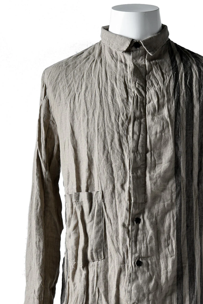 Aleksandr Manamis DARK SAND STRIPE LONG SHIRT - Image 7