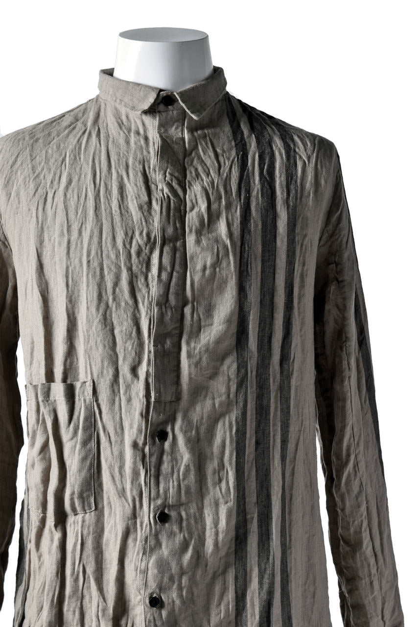 Aleksandr Manamis DARK SAND STRIPE LONG SHIRT - Image 8