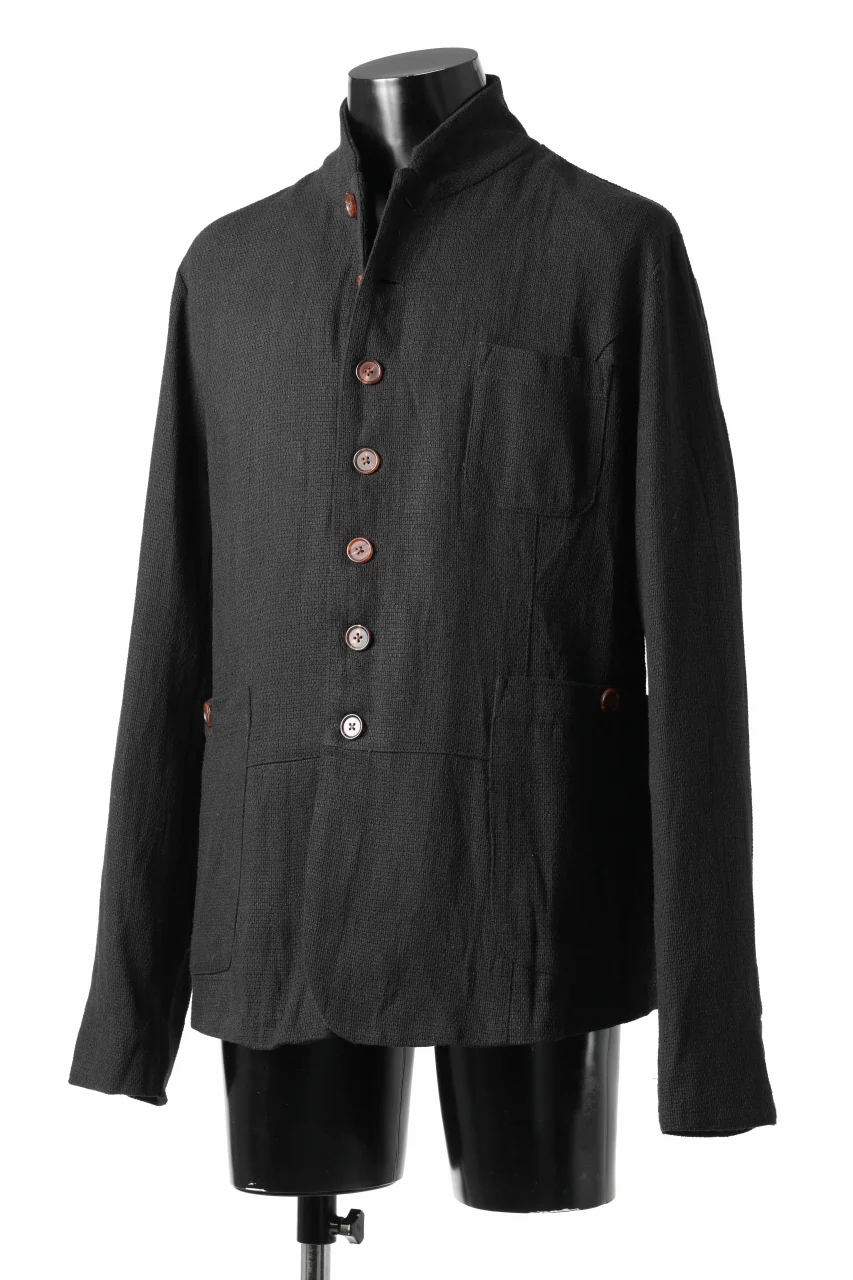 Aleksandr Manamis exclusive 19IEME Stand Collar Jacket / Mesh Linen (BLACK) - Image 2