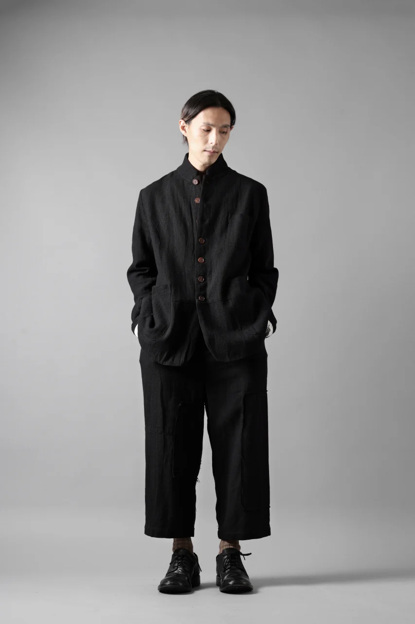 Aleksandr Manamis exclusive 19IEME Stand Collar Jacket / Mesh Linen (BLACK) - Image 29