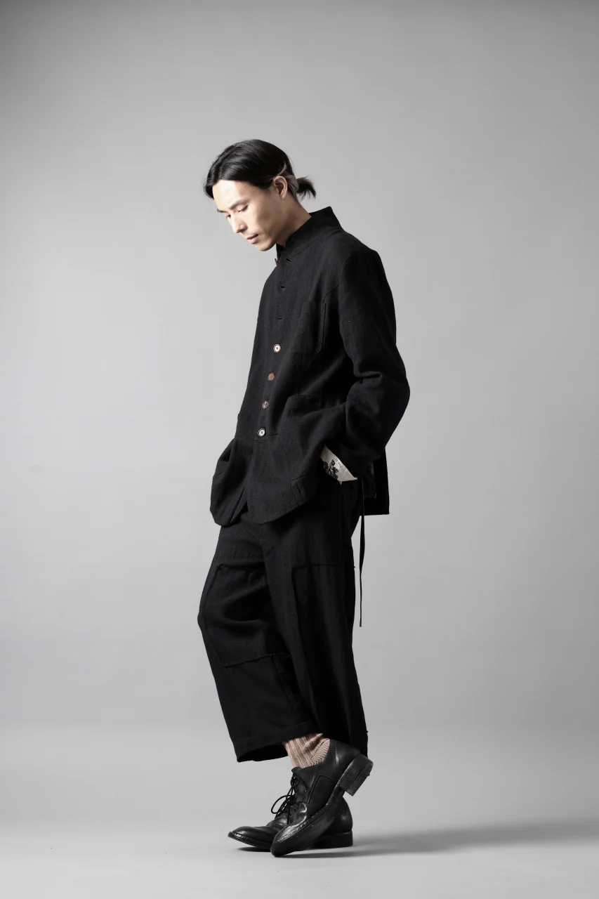 Aleksandr Manamis exclusive 19IEME Stand Collar Jacket / Mesh Linen (BLACK) - Image 30