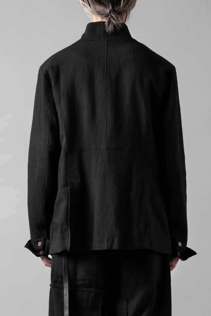 Aleksandr Manamis exclusive 19IEME Stand Collar Jacket / Mesh Linen (BLACK) - Image 33