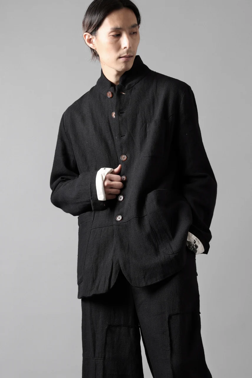 Aleksandr Manamis exclusive 19IEME Stand Collar Jacket / Mesh Linen (BLACK) - Image 34