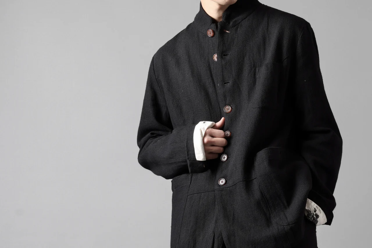 Aleksandr Manamis exclusive 19IEME Stand Collar Jacket / Mesh Linen (BLACK) - Image 36