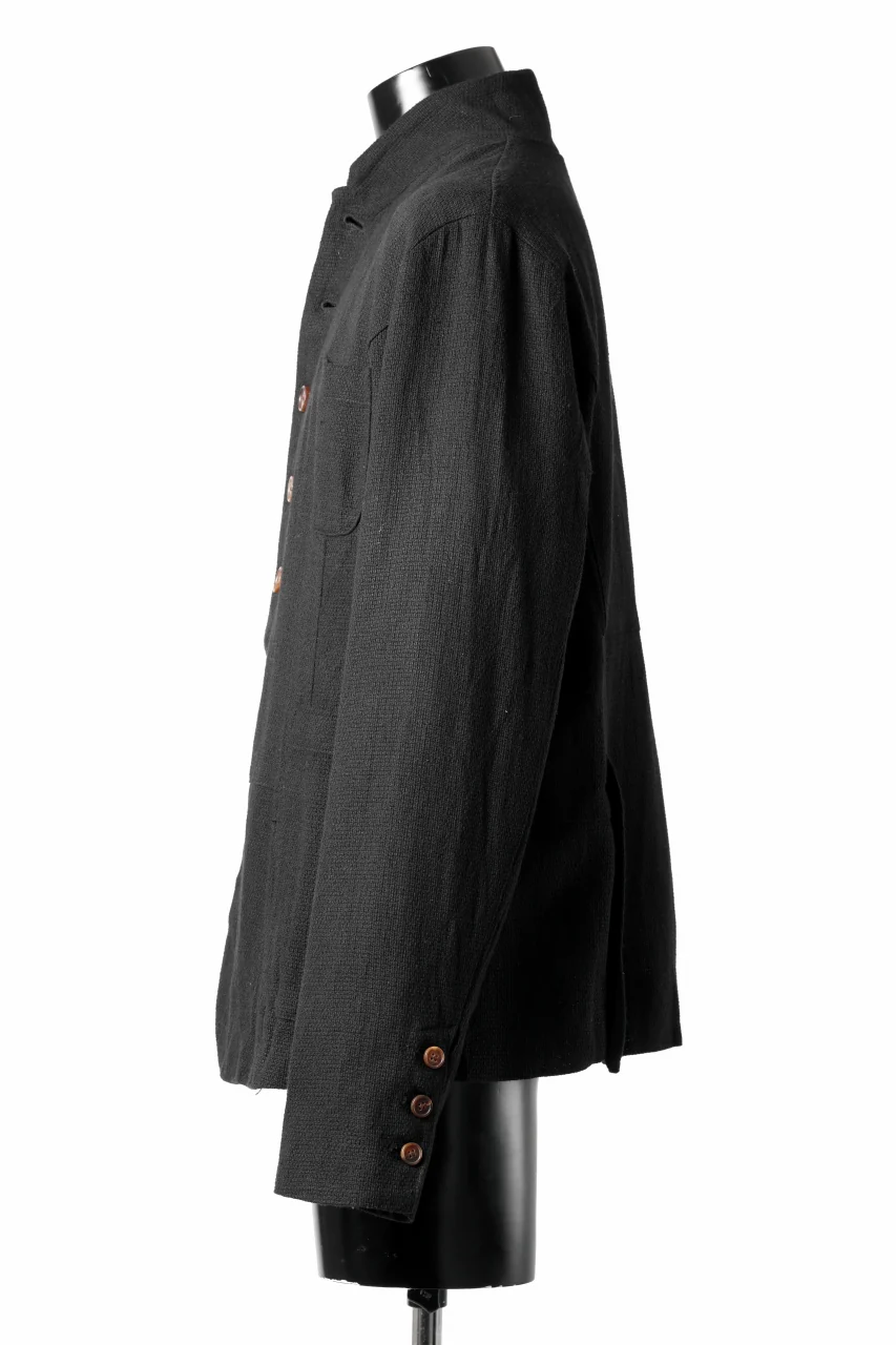 Aleksandr Manamis exclusive 19IEME Stand Collar Jacket / Mesh Linen (BLACK) - Image 4