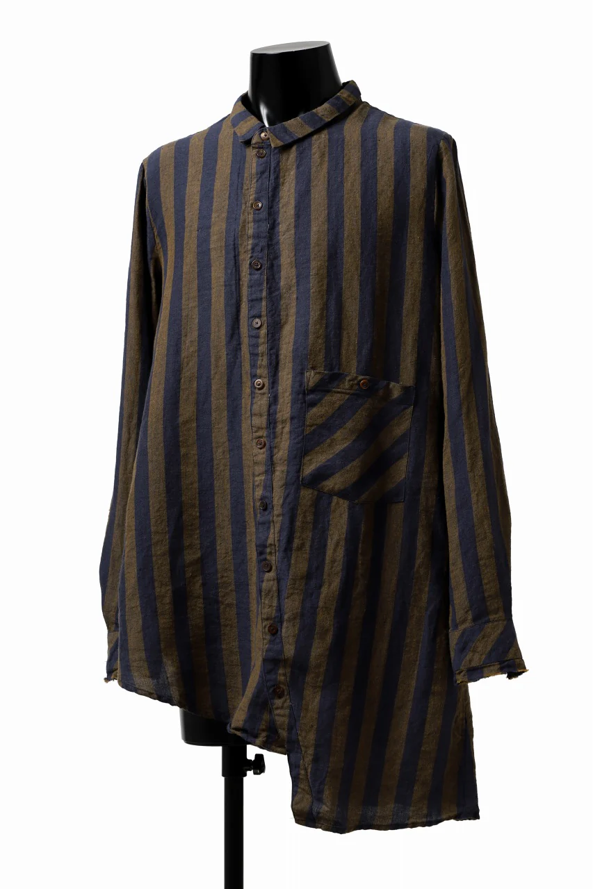 Aleksandr Manamis exclusive Asymmetric Stripe Shirt (GOLD & BLUE) - Image 2