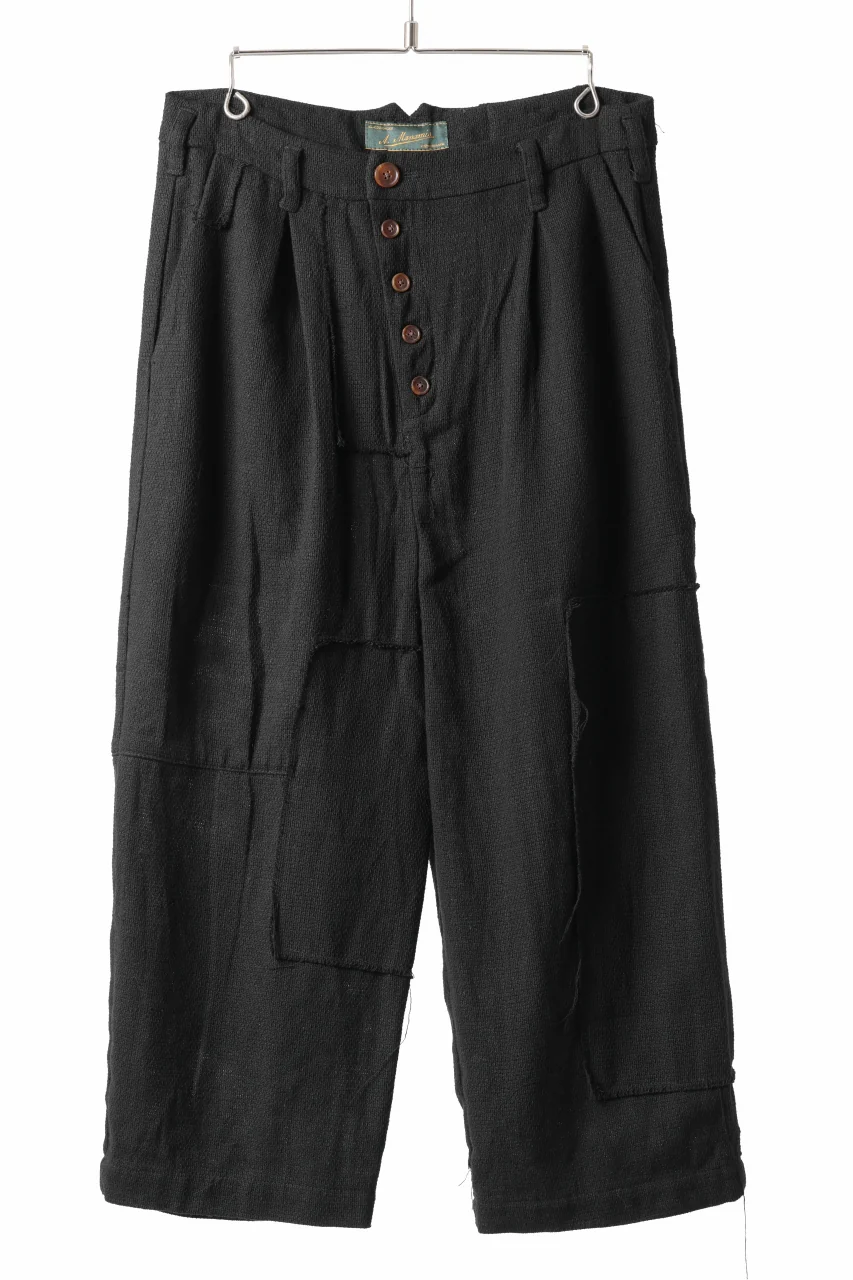 Aleksandr Manamis exclusive Bias Front Cropped Pant / Mesh Linen (BLACK)
