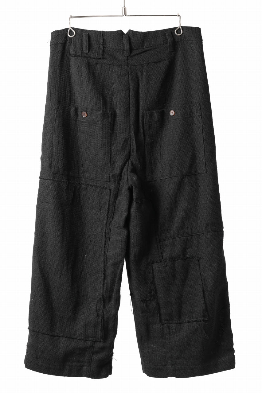 Aleksandr Manamis exclusive Bias Front Cropped Pant / Mesh Linen (BLACK) - Image 3