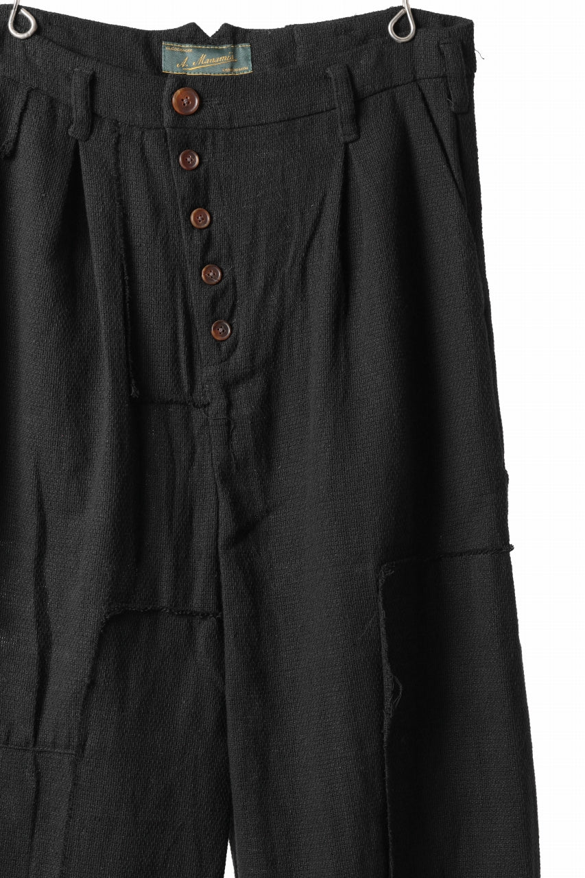 Aleksandr Manamis exclusive Bias Front Cropped Pant / Mesh Linen (BLACK) - Image 4
