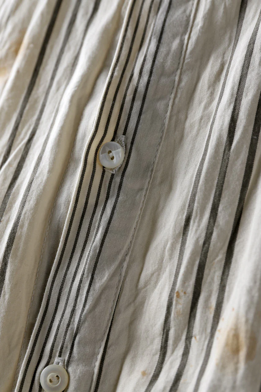 Aleksandr Manamis High Collar Stripe Shirt / Tea Stain Dyed - Image 12
