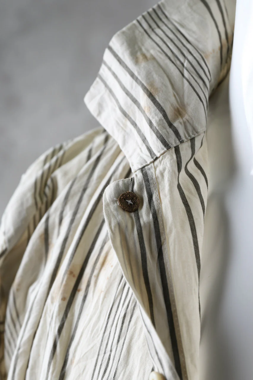 Aleksandr Manamis High Collar Stripe Shirt / Tea Stain Dyed - Image 17