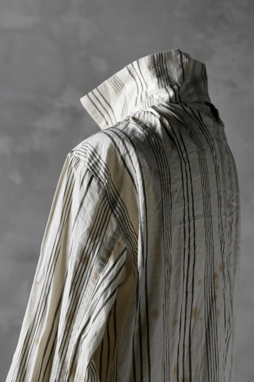 Aleksandr Manamis High Collar Stripe Shirt / Tea Stain Dyed - Image 18