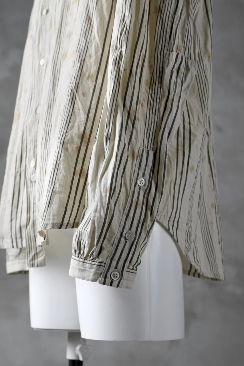 Aleksandr Manamis High Collar Stripe Shirt / Tea Stain Dyed - Image 19