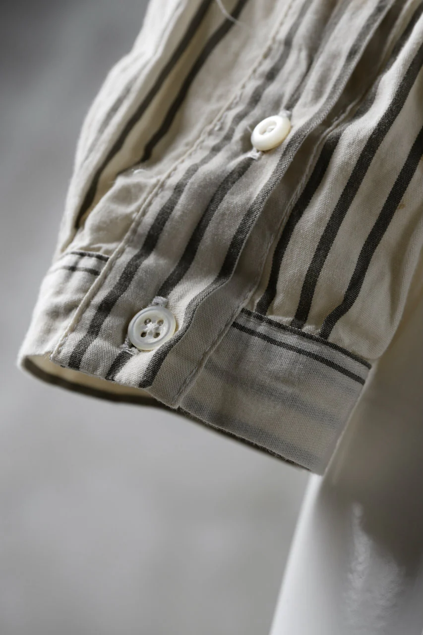 Aleksandr Manamis High Collar Stripe Shirt / Tea Stain Dyed - Image 20