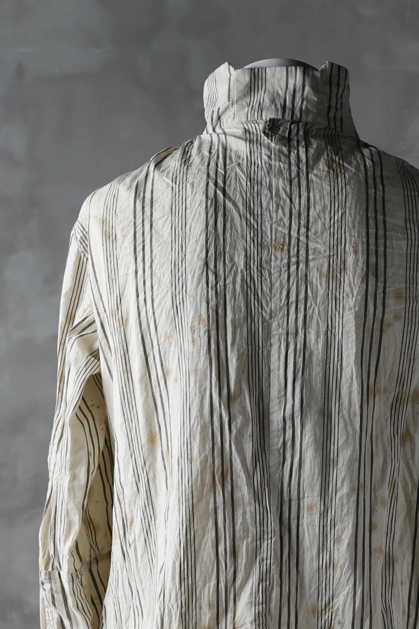 Aleksandr Manamis High Collar Stripe Shirt / Tea Stain Dyed - Image 21