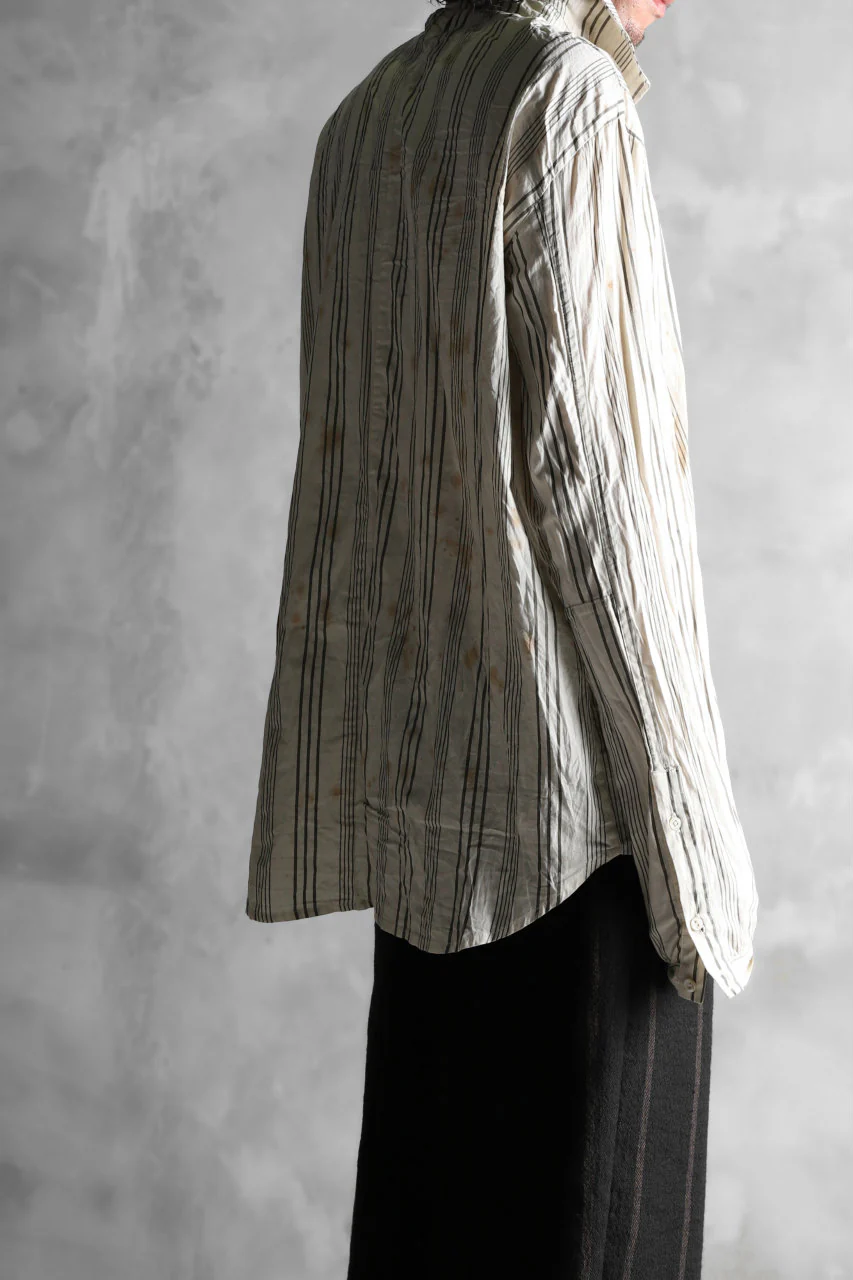 Aleksandr Manamis High Collar Stripe Shirt / Tea Stain Dyed - Image 26