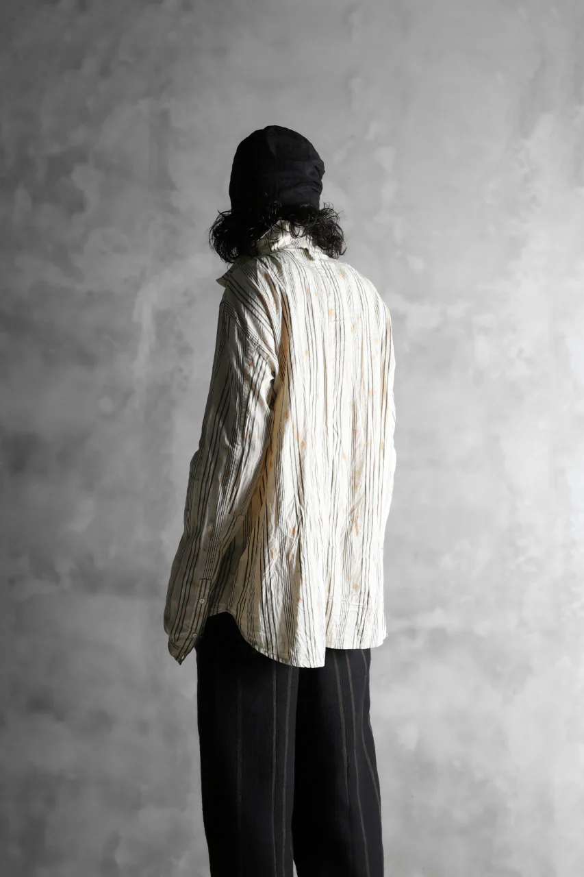 Aleksandr Manamis High Collar Stripe Shirt / Tea Stain Dyed - Image 28