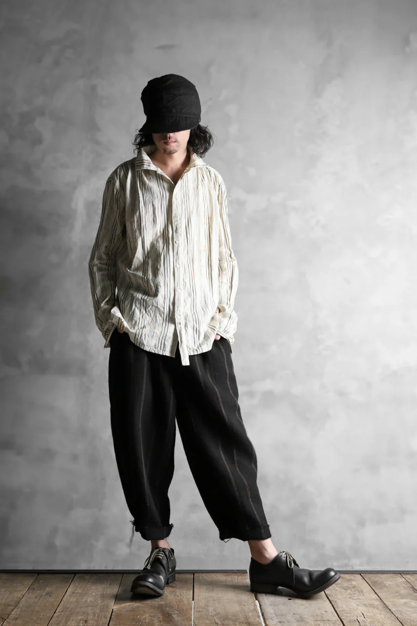 Aleksandr Manamis High Collar Stripe Shirt / Tea Stain Dyed - Image 29