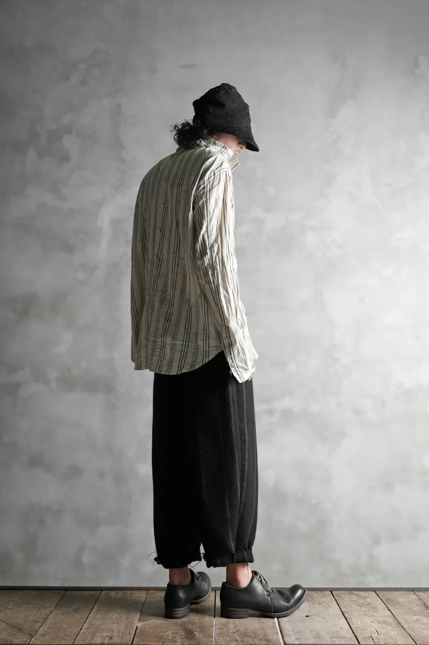 Aleksandr Manamis High Collar Stripe Shirt / Tea Stain Dyed - Image 30